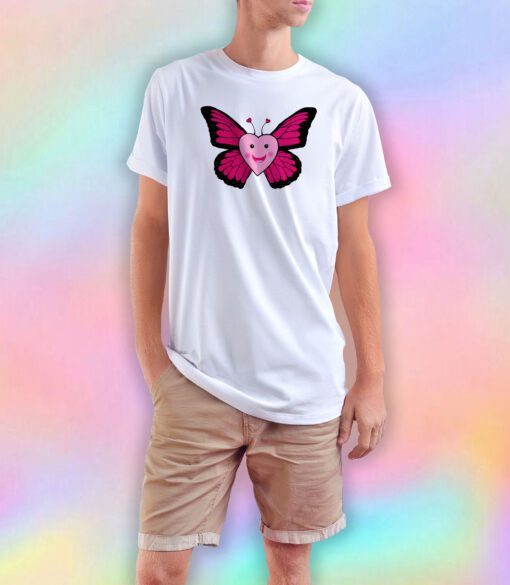 Happy Pink Heart Butterfly T Shirt