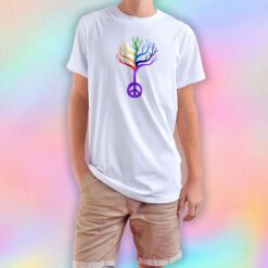 Rainbow Peace Sign Tree T Shirt