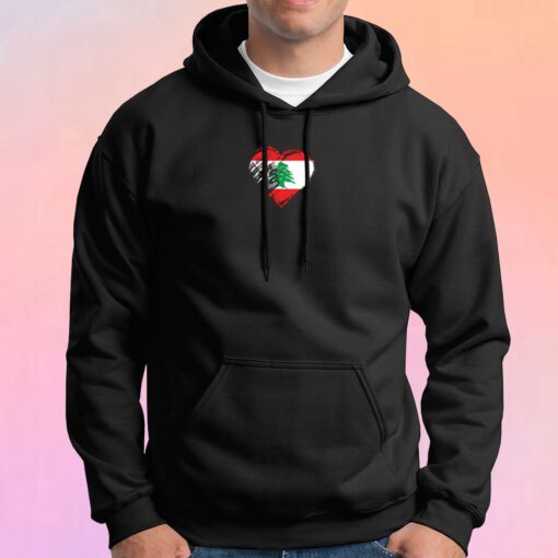 Grungy I Love Lebanon Heart Flag Hoodie