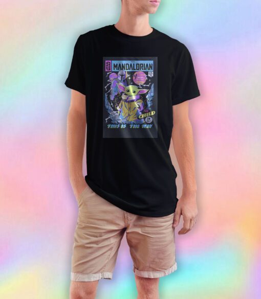Neon Mandalorian Comic Book Cover Star Wars T Shirt