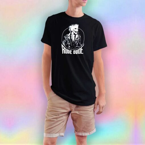 Vintage 90s Rude Dude Punk Skeleton Tee T Shirt